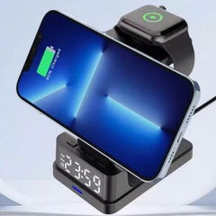 Carregador 3 em 1 com Relógio Despertador