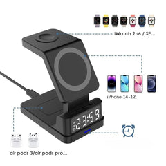 Carregador 3 em 1 com Relógio Despertador