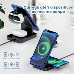 Carregador 3 em 1 com Relógio Despertador